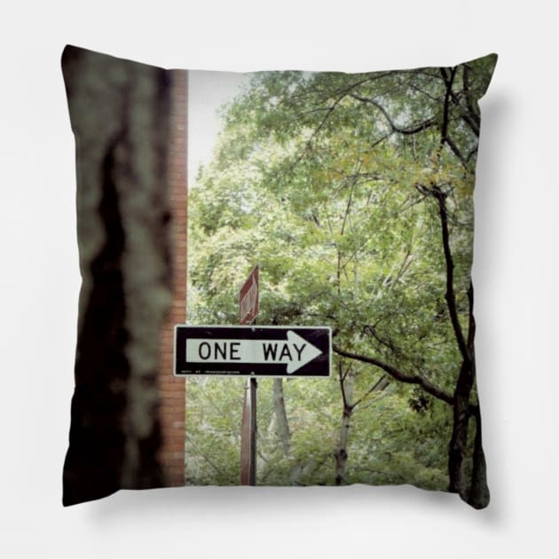 One Way Sign - New York Pillow by GenAumonier