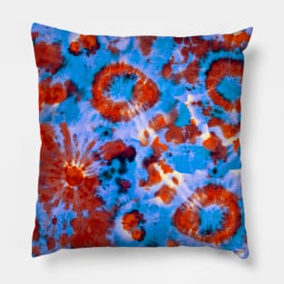 Blue and Red Psychedelic Tie-Dye Pillow