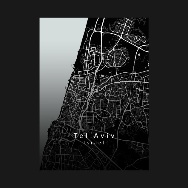 Tel Aviv Israel City Map dark by Robin-Niemczyk