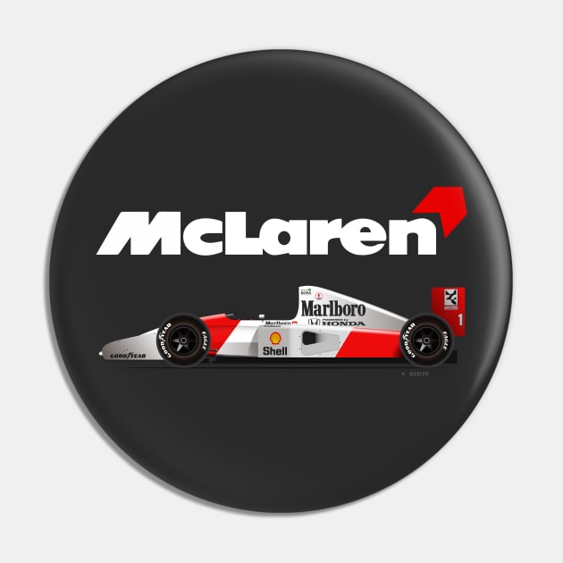 Ayrton Senna's McLaren Honda MP4/7 Illustration Pin by Burro Wheel