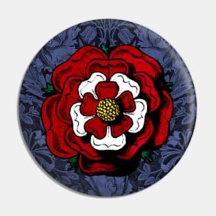 Vintage Tudor Rose Red White and Blue Pin