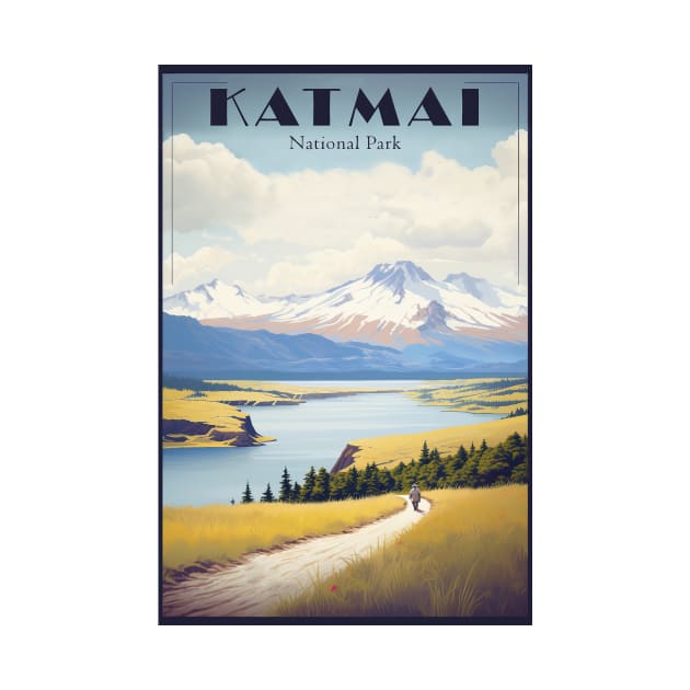 Katmai National Park Travel Poster by GreenMary Design