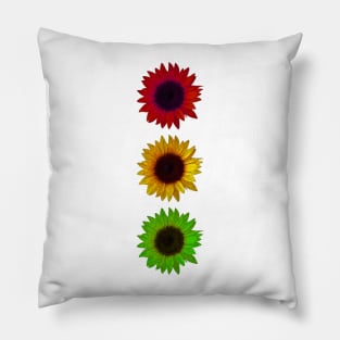 Colorful sunflowers traffic light Pillow