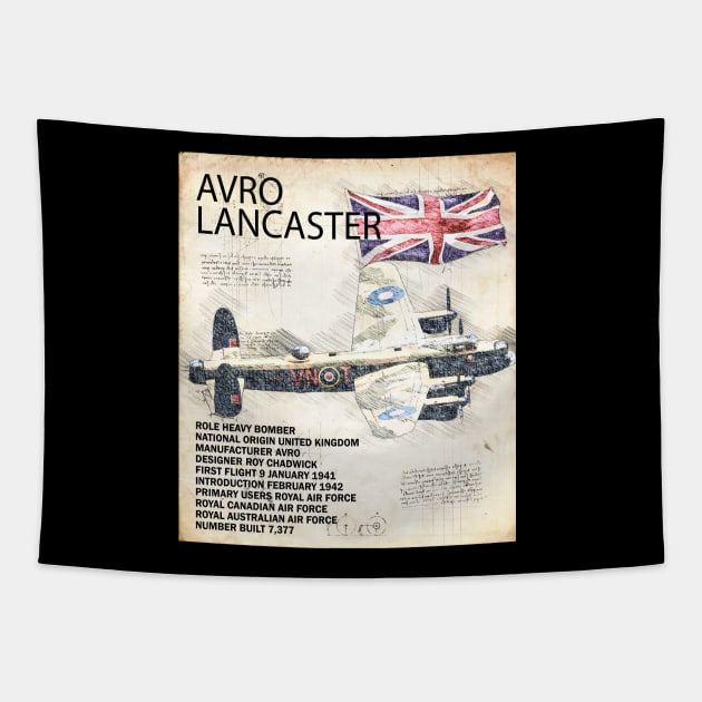 Lancaster Bomber Airplane RAF Aircraft WW2 Plane Aeroplane Tapestry by BeesTeez