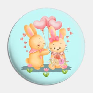 Romantic Bunny Couple Pin