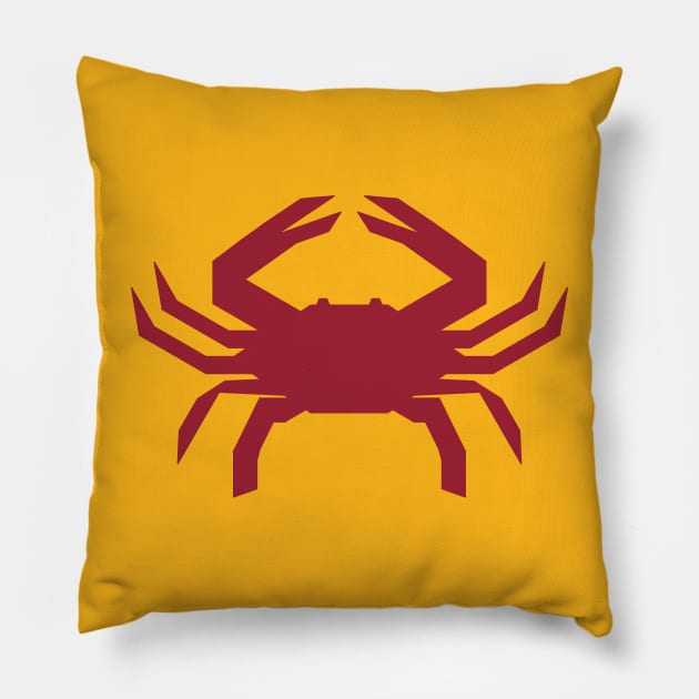 Radioactive Crab Logo Red on Gold Pillow by IORS