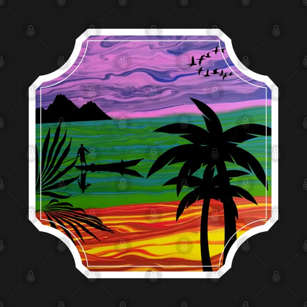 Tropical Landscape Fluid Art Design by AussieMumaArt