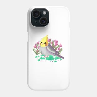 Cute Cockatiel with flowers Phone Case