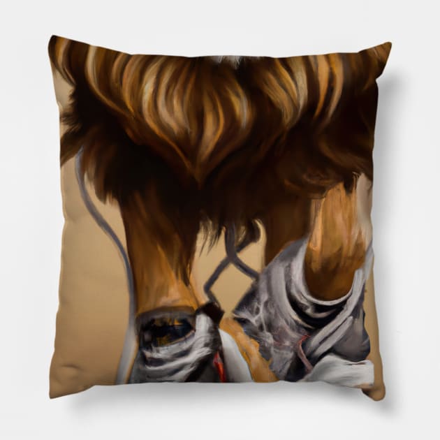 Lion wearing Sneakers Pillow by maxcode