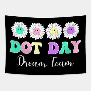 Happy Dot Day Hippie Flowers Retro Groovy Teacher Tapestry