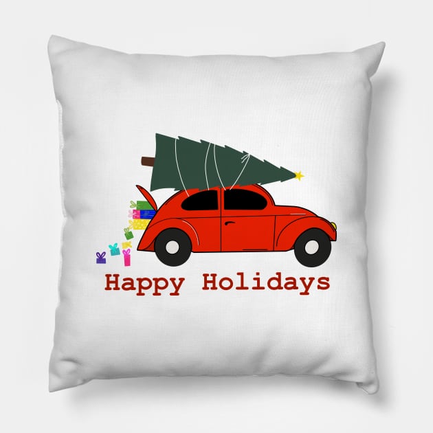 Happy Holidays truck Pillow by morgananjos