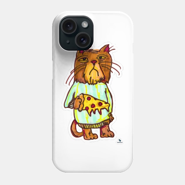 Grumpy Pizza Pet Funny Cat Art Design Phone Case by Tshirtfort