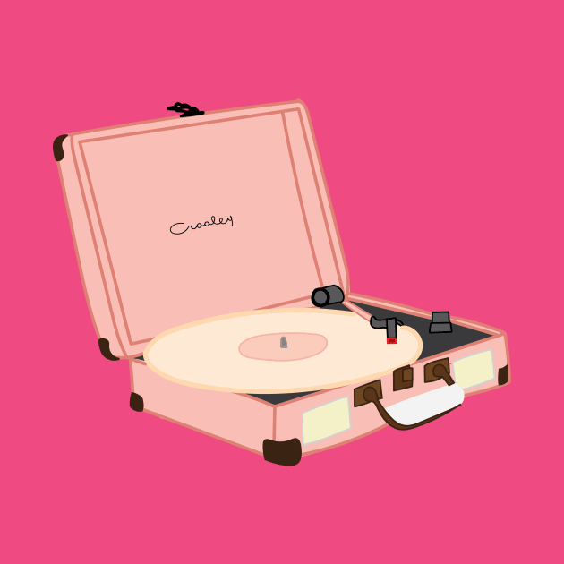 Pink Vintage Record Player by Courtney Graben by courtneylgraben