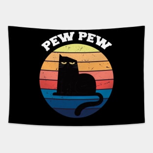 Vintage Retro Black Cat Pew Pew Madafakas! funny cat pew pew madafakas Tapestry