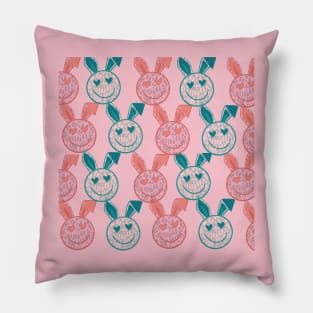 Easter Bunny Smiley Face Pattern Pillow