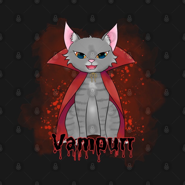 Kawaii Vampire Cat by AranisuDrawings