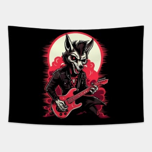 Rockabilly wolf Tapestry