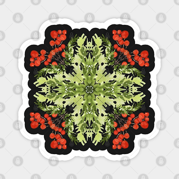 Spruce and Holly Berries Pattern Magnet by machare