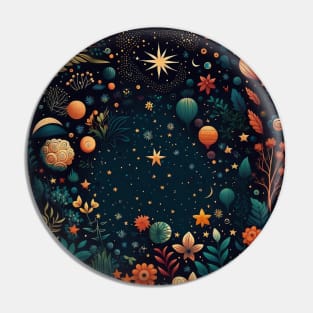 9. Celestial Bohemian Flowers Aesthetic Design Stars Moon Floral Cosmic Pattern Pin