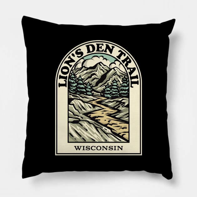 Lions Den Trail Wisconsin hiking backpacking trail Pillow by HalpinDesign