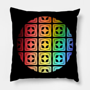 rainbow in circle squares and stars Pillow