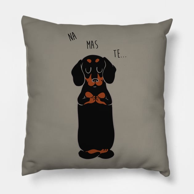 NAMASTE Dachshund Pillow by huebucket