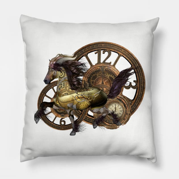 Unique Steampunk horse clocks and gears Pillow by Nicky2342