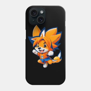 Funny Cartoon Dog in Goku Style Phone Case