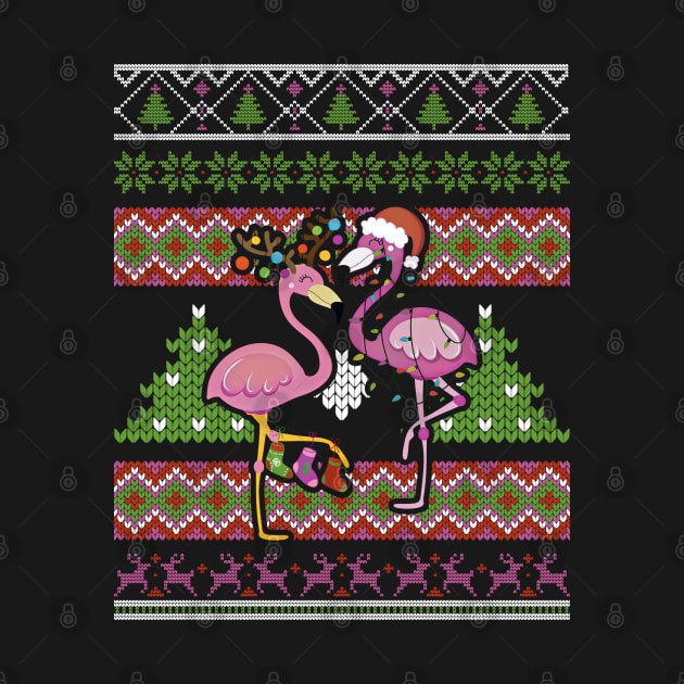 Merry Christmas Hat Santa Flamingo Light Snow Xmas Pajamas by Happy Shirt