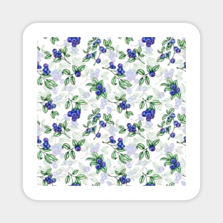 Watercolor Blue Berries Branches Magnet