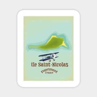 île Saint-Nicolas Fouesnant France map. Magnet