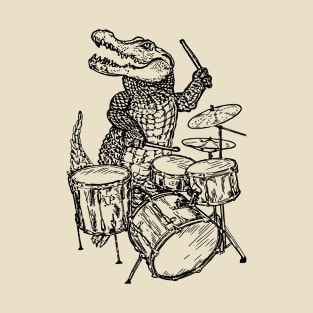 SEEMBO Alligator Playing Drums Drummer Drumming Fun Musician T-Shirt