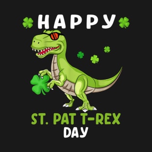 Happy St Patricks day boys kids Toddler dinosaur trex lucky T-Shirt