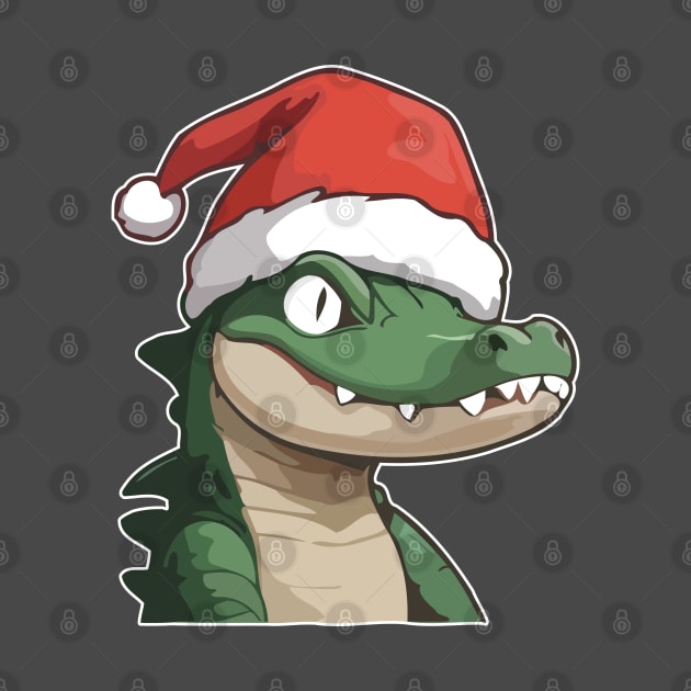 Crocodile with Christmas Hat by IDesign23