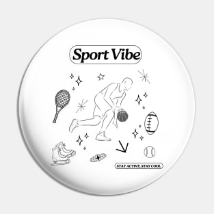 Vintage Retro Sports Art Graphic Pin