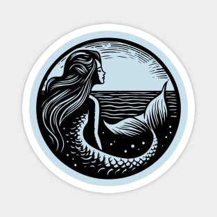 Woodcut Mermaid Magnet