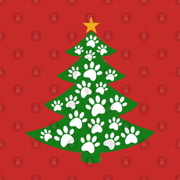 Funny Dog Paws Lover Merry Christmas Tree by Illustradise