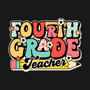 Retro Fourth Grade Teacher Flower Back To School For Boys Girl T-Shirt