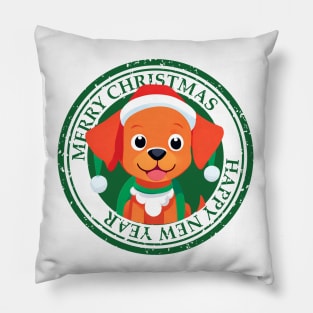 Little Brown dog Merry Christmas Happy New Year , Brafdesign Pillow