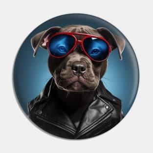 Biker Staffy Pin