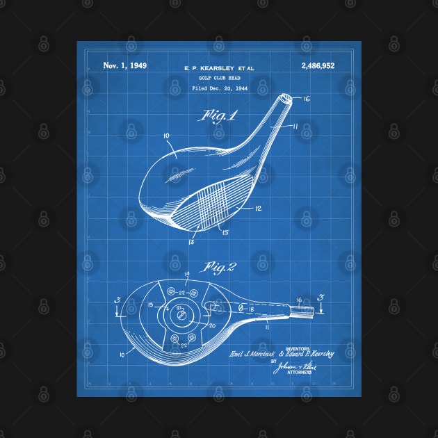 Golfing Driver Patent - Golfer Golf Coach Art - Blueprint by patentpress