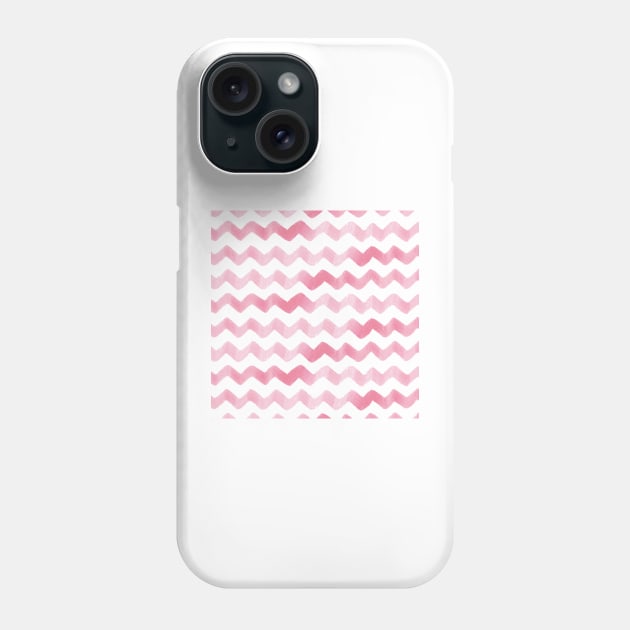Watercolor Pink Chevron Stripes Phone Case by Makanahele