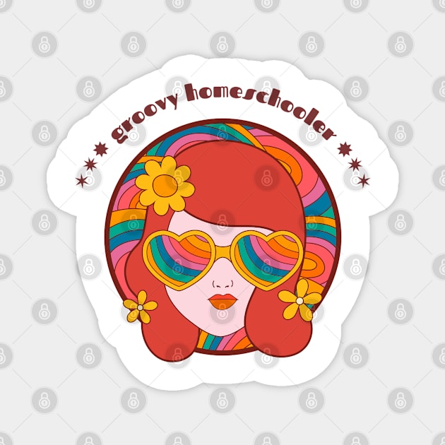 Groovy Homeschooler, Colorful Vintage Retro Style Magnet by BeeDesignzzz