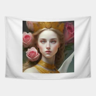 Beautiful Girl With Roses Tapestry