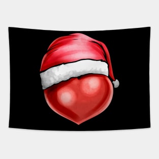 Heart With Santas Hat On Christmas Tapestry