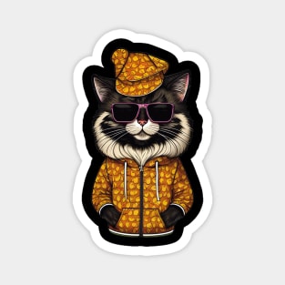 Paws & Fashion: Cat Rocking Hat and Sunglasses Magnet