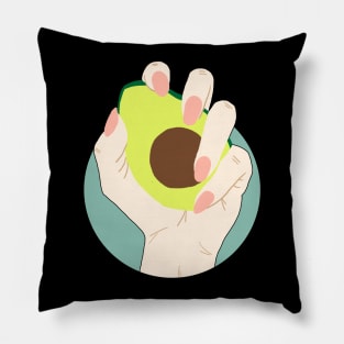 Avocado in Hand Abstract Art Design Pillow