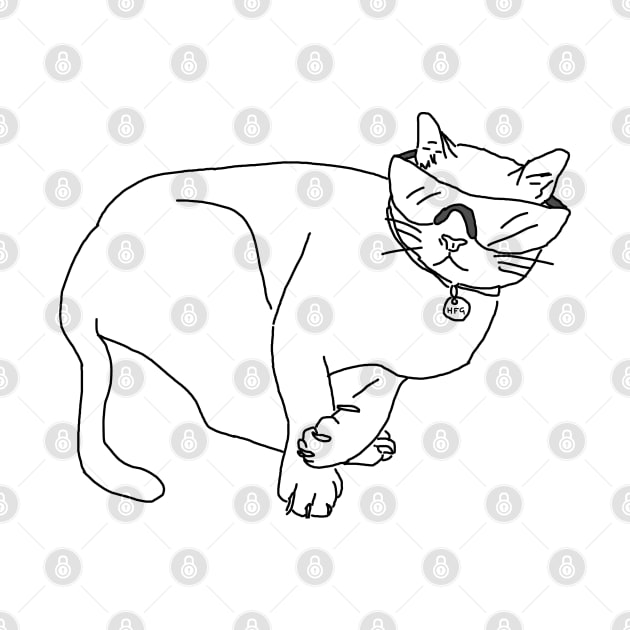 Cool Cat Line Work Illustration by HFGJewels