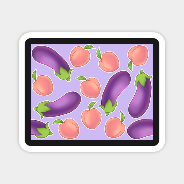 Peaches and Eggplants with pastel purple