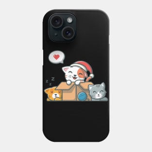 Cute cats in box cartoon Phone Case